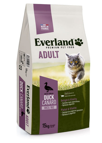 Everland Adult Cat Food with Duck – Protein-Rich Dry Formula, 15kg Bag