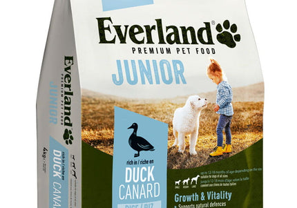 Everland Junior Dog Dry Food with Duck – Balanced Puppy Nutrition, 4kg Bag