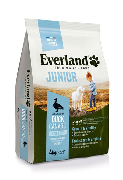 Everland Junior Dog Dry Food with Duck – Balanced Puppy Nutrition, 4kg Bag