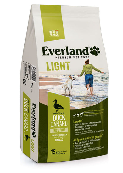 Everland Light Dog Food with Duck – Low-Fat Formula, 15kg Bag for Weight Control