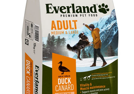Everland Adult Dog Food with Duck – Medium & Large Breed Formula, Supports Muscles and Joints, 15kg