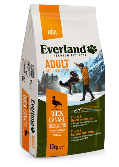 Everland Adult Dog Food with Duck – Medium & Large Breed Formula, Supports Muscles and Joints, 15kg