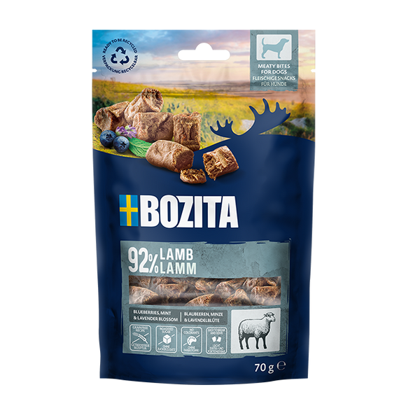 Bozita Meaty Bites Lamb – Soft Lamb Treats, Protein-Rich, 70g Resealable Pack