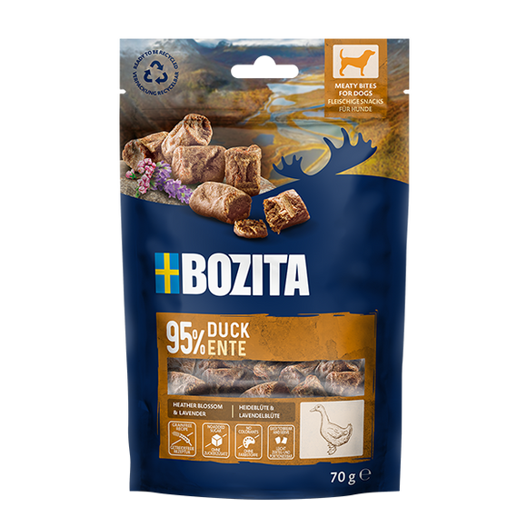 Bozita Meaty Bites Duck – Soft Duck Treats, Protein-Rich, 70g Resealable Pack