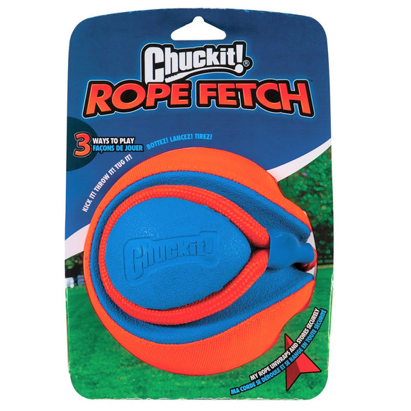 Chuckit! Rope Fetch Ball – Puncture-Proof Interactive Toy with Durable Rope Handle