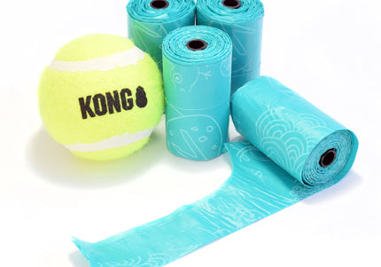 KONG HandiPOD Ball Launcher Refill Pack – Tennis Ball Plus 4 Rolls Durable Waste Bags