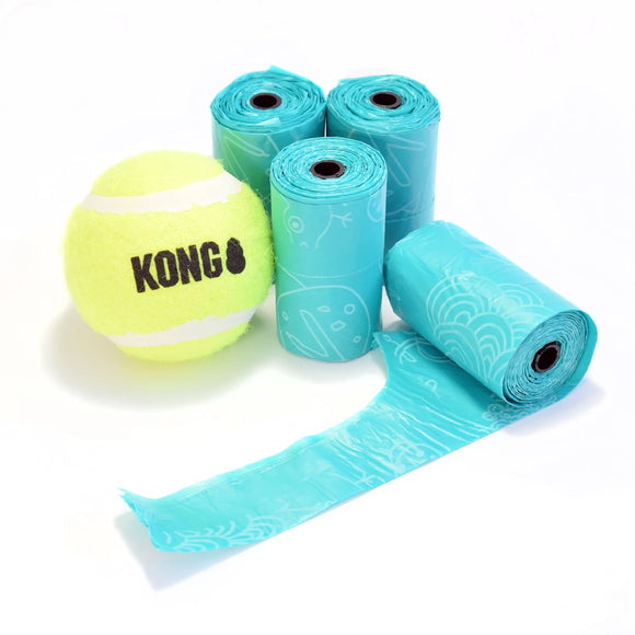 KONG HandiPOD Ball Launcher Refill Pack – Tennis Ball Plus 4 Rolls Durable Waste Bags