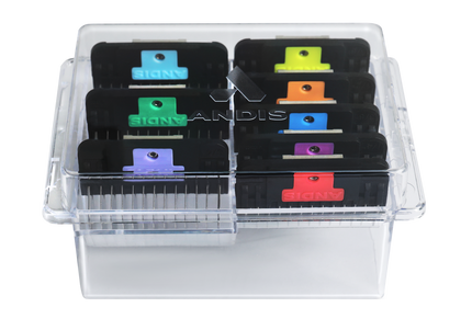 Andis Wide Blade Attachment Combs Set – 8 Stainless Steel Snap-On Guides with Storage Case