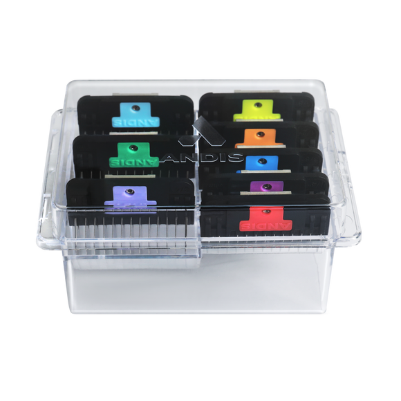 Andis Wide Blade Attachment Combs Set – 8 Stainless Steel Snap-On Guides with Storage Case