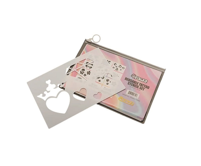 OPAWZ Reusable Tattoo Stencil Set – 12 Durable Mixed-Design Templates for Creative Grooming