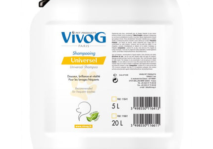 Vivog Universel Shampoo – Gentle Universal Formula, Suitable All Coat Types, 5L Bottle