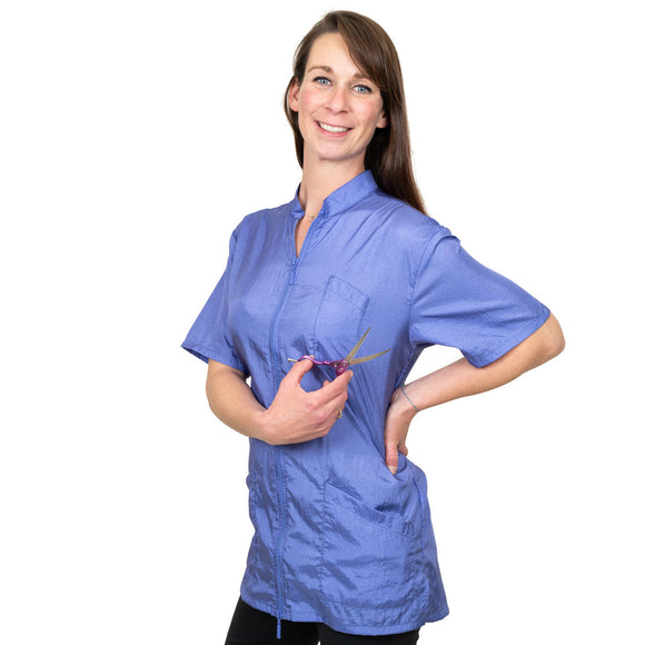 Tikima Lavezzi Grooming Shirt Purple – Short-Sleeved Zippered Sweatshirt with Back Embroidery, Size L