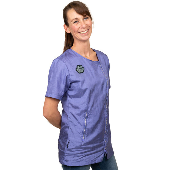 Tikima Caterina Grooming Shirt – Short Sleeve Women's Blouse, Richly Decorated, Purple, Large