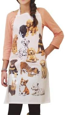 HPP White Grooming Apron – Protective Waterproof Design with Playful Puppy Motif