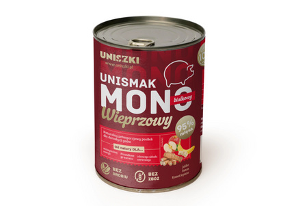 Uniszki UNIsmak Mono Pork Wet Dog Food – Single Protein, 400g Can, Premium Quality