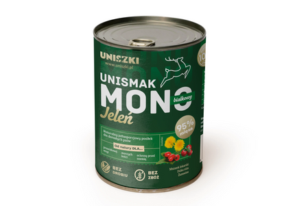 Uniszki UNIsmak Mono Jeleń Wet Dog Food – Grain-Free Venison Recipe, 400g Can