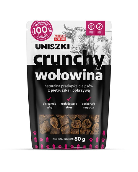 Uniszki Crunchy Beef Snack with Parsley and Nettle – Natural Treat, 80g Pack