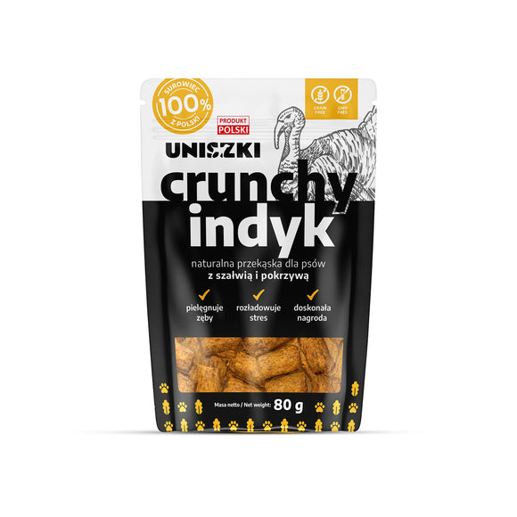 Uniszki Crunchy Turkey Snack with Sage and Nettle – Natural Grain-Free Treat, 80g