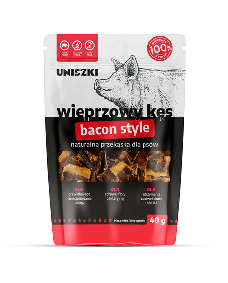 Uniszki Pork Bite Bacon Style – Natural Meaty Snack, 40g, High-Protein Treat