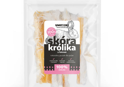 Uniszki Rabbit Skin Chews with Fur – Natural Long-Lasting Treat, 100g Pack