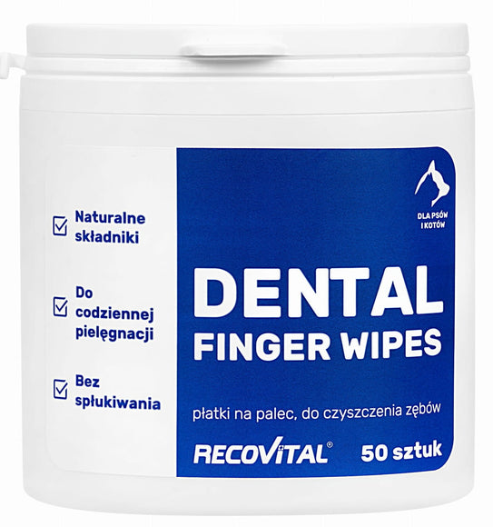 Recovital Dental Finger Wipes – Convenient Tooth Cleaning Pads, 50 Pack