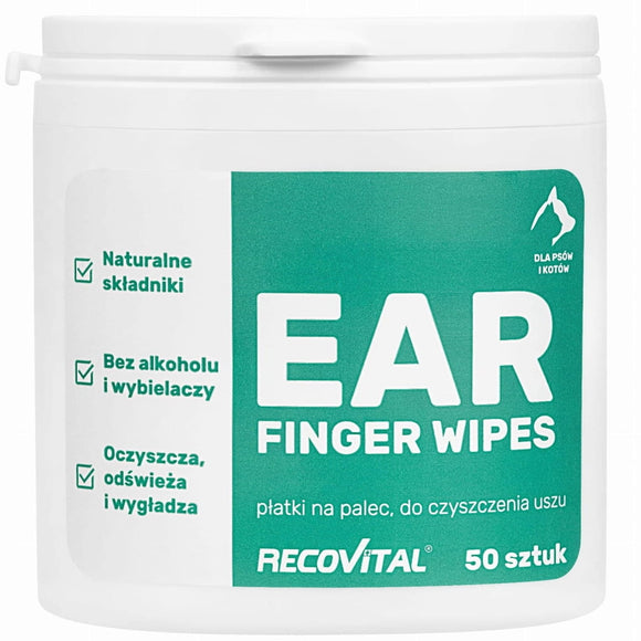 Recovital Ear Finger Wipes – Convenient Cleaning Pads, Gentle Formula, 50 Pack