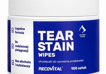 Recovital Tear Stain Wipes – Gentle Eye Area Cleaning Pads, 100 Count, Fast-Acting Formula