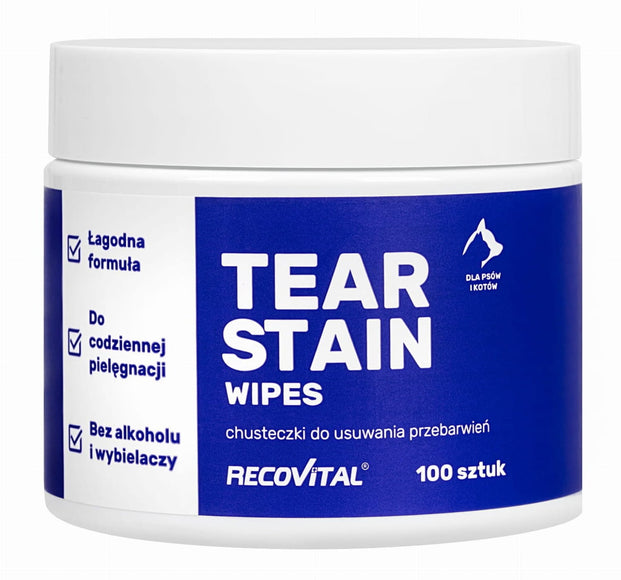 Recovital Tear Stain Wipes – Gentle Eye Area Cleaning Pads, 100 Count, Fast-Acting Formula