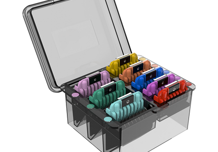 Shernbao Stainless Steel Attachment Comb Set – 8 Sizes with Snap-On Blades and Storage Case