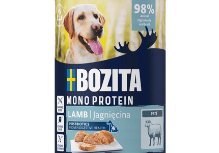 Bozita Mono Protein Pate Lamb – Single Protein Dog Food, 400g Can, Hypoallergenic Recipe