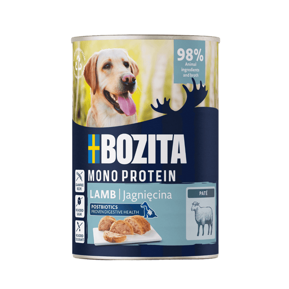 Bozita Mono Protein Pate Lamb – Single Protein Dog Food, 400g Can, Hypoallergenic Recipe