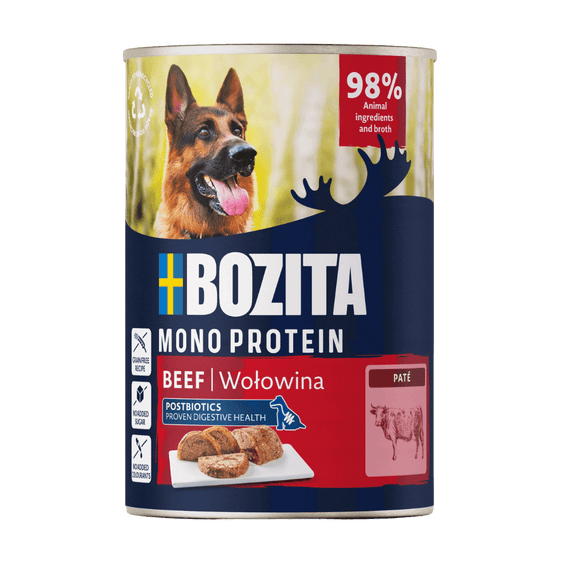 Bozita Mono Protein Pate with Beef – Single Protein Wet Food, 400g Can