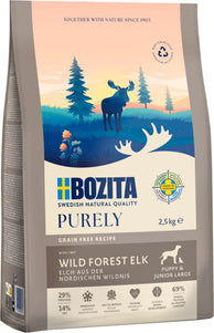 Bozita Purely Puppy & Junior Large Elk Dry Food – Grain-Free, High-Protein Formula, 2.5kg