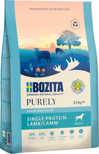 Bozita Purely Adult Lamb Dry Dog Food – Grain-Free Recipe, 2.5kg, High Protein