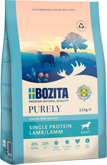 Bozita Purely Adult Lamb Dry Dog Food – Grain-Free Recipe, 2.5kg, High Protein