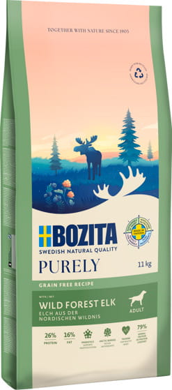 Bozita Purely Adult Elk Dry Dog Food – Grain-Free Recipe with Elk, 11kg Bag
