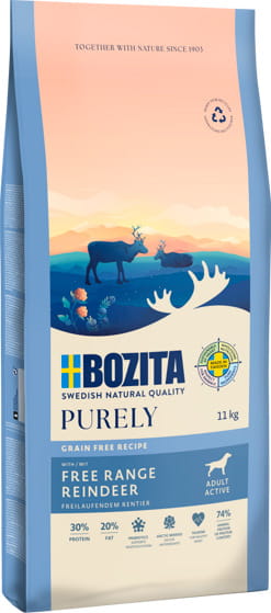 Bozita Purely Adult Reindeer Dry Dog Food – Grain-Free Formula, 11kg Bag