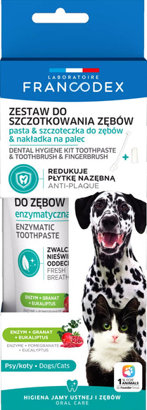 Francodex Toothbrushing Set – Complete Dental Care Kit with Toothpaste, Toothbrush, Finger Cap