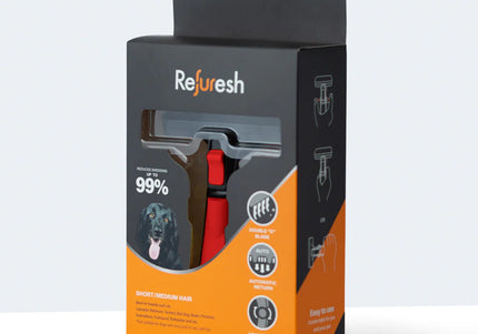 Refuresh Deshedding Brush Red – Large Undercoat Removal Tool for Short and Medium Fur