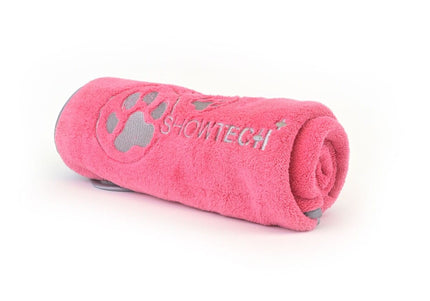 Show Tech Coral Fleece Towel 90x56cm – Ultra Absorbent Soft Pink Grooming Towel