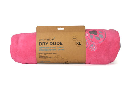 Show Tech Dry Dude Microfiber Bathrobe Towel – Quick-Drying, Candy Pink, M/L Size