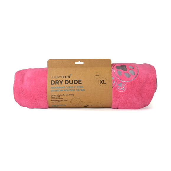 Show Tech Dry Dude Microfiber Bathrobe Towel – Quick-Drying, Candy Pink, M/L Size