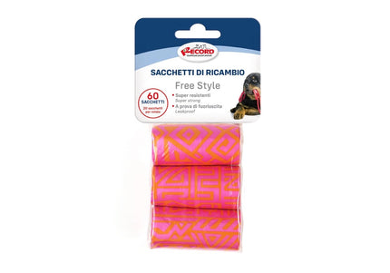 Record Excrement Bags – Pink, 3 Roll Pack, Durable Leak-Resistant