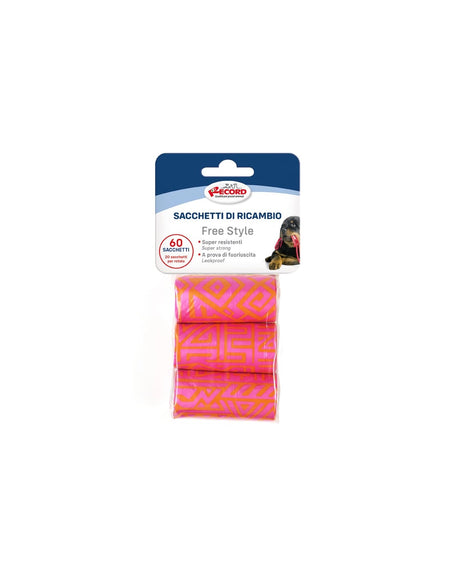 Record Excrement Bags – Pink, 3 Roll Pack, Durable Leak-Resistant