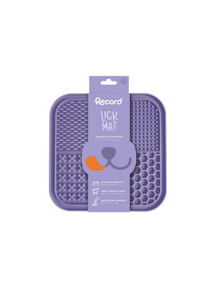 Record Square Lick Mat – Lilac Silicone Slow-Feeding Surface, Calming Design