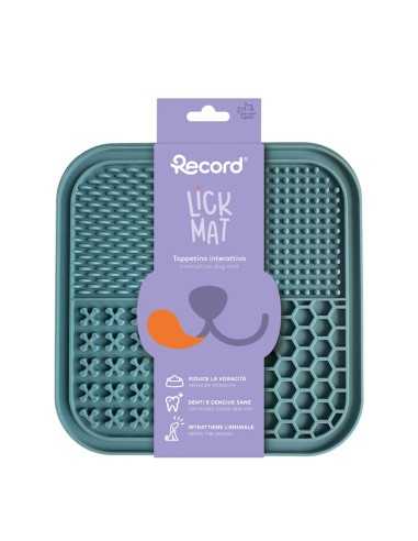 Record Square Lick Mat – Textured Petrol Blue Silicone, Calming Enrichment Tool