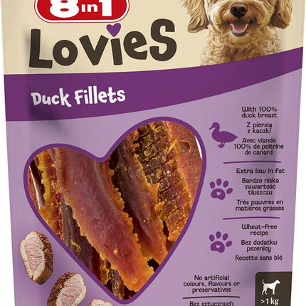 8in1 Lovies Duck Breast Fillets Dog Treats 80 g