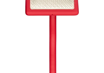 Aries Grooming Pro Small Red Medium-Soft Slicker Brush with 12 mm Pins