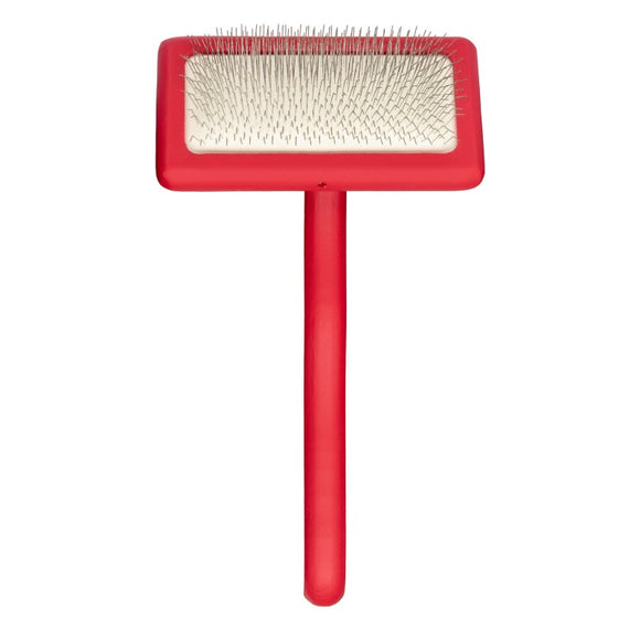 Aries Grooming Pro Small Red Medium-Soft Slicker Brush with 12 mm Pins