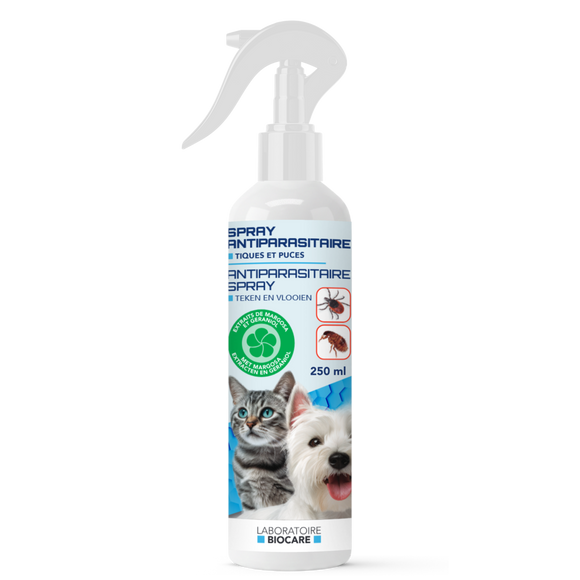 BioCare Antiparasitic Coat Spray with Flea Tick and Mosquito Repellent - 250 ml